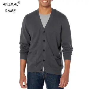 Men's Classic Dark Gray Cardigan Sweater