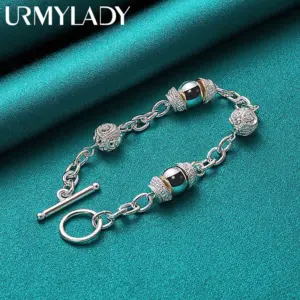 925 Sterling Silver Ball Chain Bracelet for Women 7 S9c874d0404ee4ba4a87762b49f56f75d2