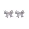 White Gold Finish Bowknot Stud Earrings SP032