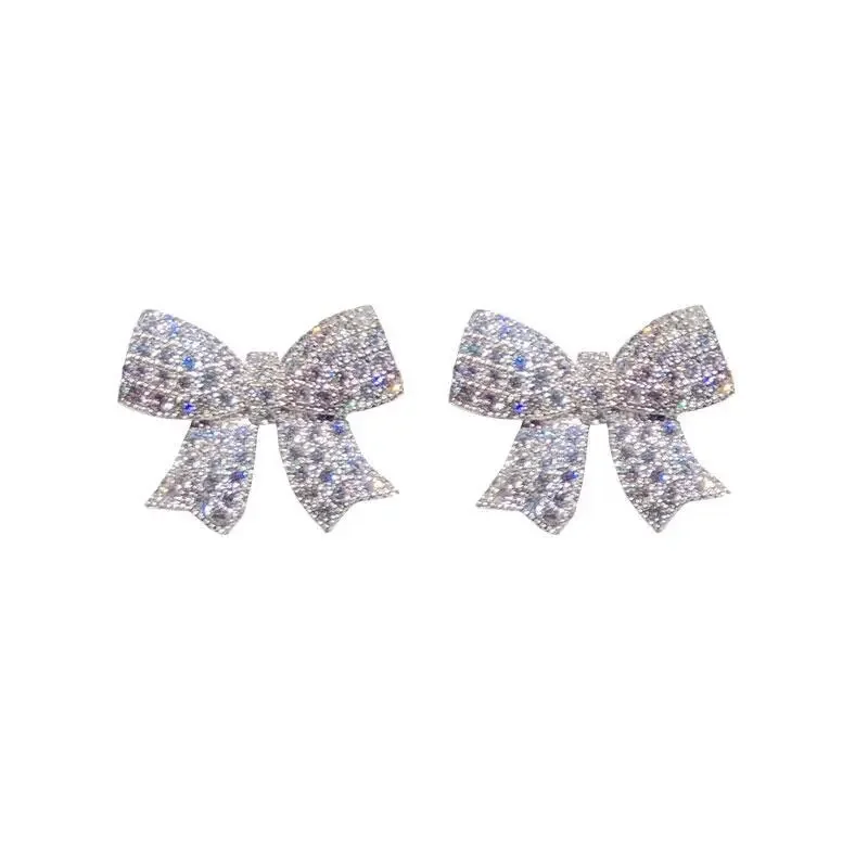 White Gold Finish Bowknot Stud Earrings SP032 1 White Gold Finish Bowknot Stud Earrings SP032