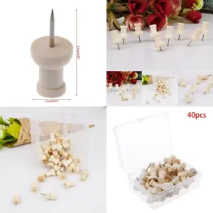 Vibrant Red Wooden Thumbtacks Set of 40 12 Sa08b060707284c18841b0e662dd924a03