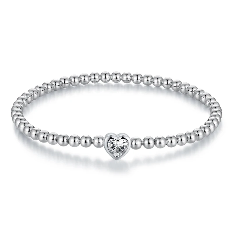 Sterling Silver Heart Bracelet with Cubic Zirconia 7 Sterling Silver Heart Bracelet with Cubic Zirconia - Image 7