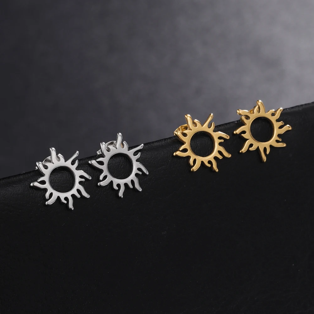 Vintage Stainless Steel Sun Earrings for Women 4 Vintage Stainless Steel Sun Earrings for Women - Image 4