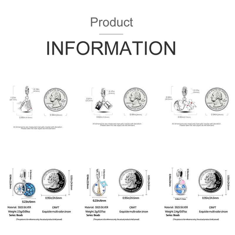 VAMO Sterling Silver Travel Charm Bead 6 VAMO Sterling Silver Travel Charm Bead - Image 6