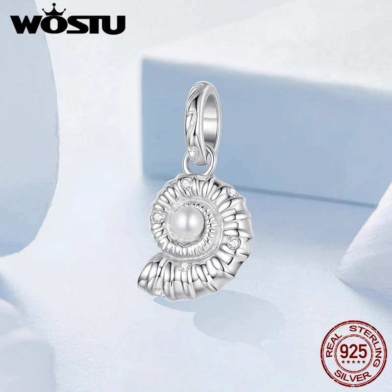 Sterling Silver Seashell Pendant with Pearl 3 Sterling Silver Seashell Pendant with Pearl - Image 3