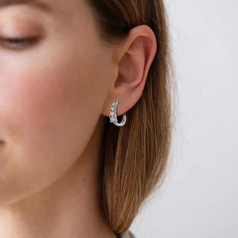 Elegant 925 Sterling Silver Moissanite Hoop Earrings 5 Elegant 925 Sterling Silver Moissanite Hoop Earrings - Image 5