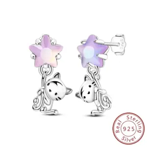 Whimsical Cat Star Zircon Earrings in 925 Silver 13 Sa52aa0bff31f4235ac43f7267037787dy