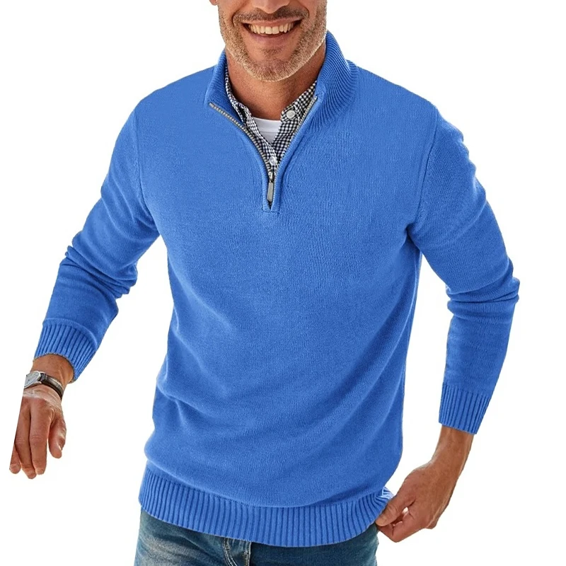 Men’s Gray Zipper Pullover Sweater 5 Men’s Gray Zipper Pullover Sweater - Image 5