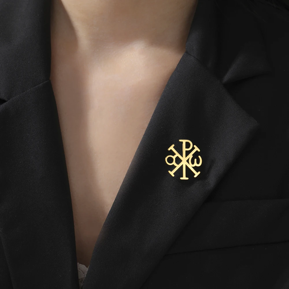 Stainless Steel Chi Rho Cross Brooch 4 Stainless Steel Chi Rho Cross Brooch - Image 4