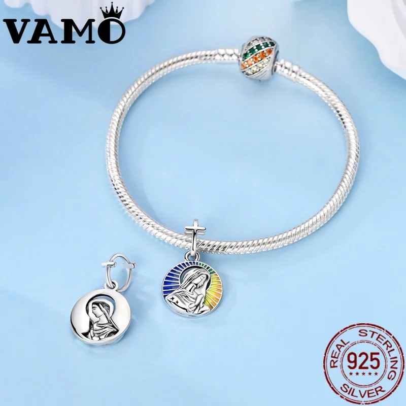 Sterling Silver Virgin Mary Charm Bead 4 Sterling Silver Virgin Mary Charm Bead - Image 4