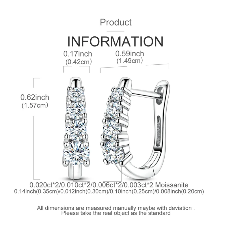 Elegant 925 Sterling Silver Moissanite Hoop Earrings 4 Elegant 925 Sterling Silver Moissanite Hoop Earrings - Image 4