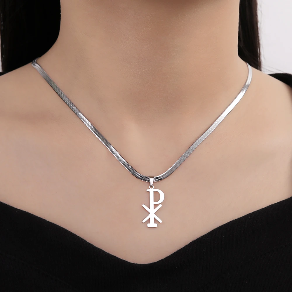 Stainless Steel Chi Rho Necklace for Men & Women 8 Stainless Steel Chi Rho Necklace for Men & Women - Image 8