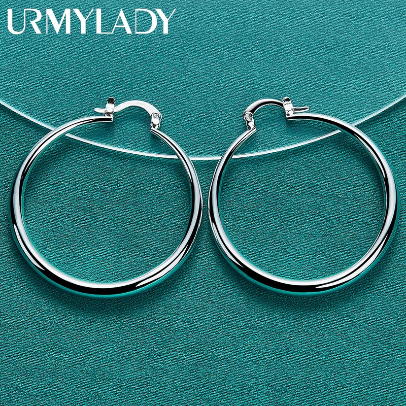 40mm Sterling Silver Hoop Earrings 4 40mm Sterling Silver Hoop Earrings - Image 4