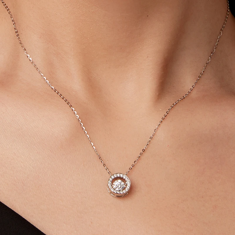 0.5 CT Moissanite Halo Necklace for Women 3 0.5 CT Moissanite Halo Necklace for Women - Image 3