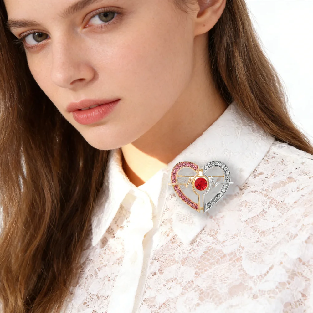 Heartbeat Love Brooch with Rhinestones 3 Heartbeat Love Brooch with Rhinestones - Image 3