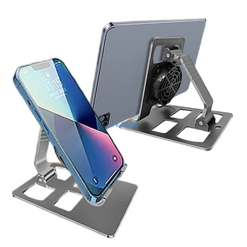 Silver Portable Cooling Fan Stand for Devices 2 Silver Portable Cooling Fan Stand for Devices - Image 2