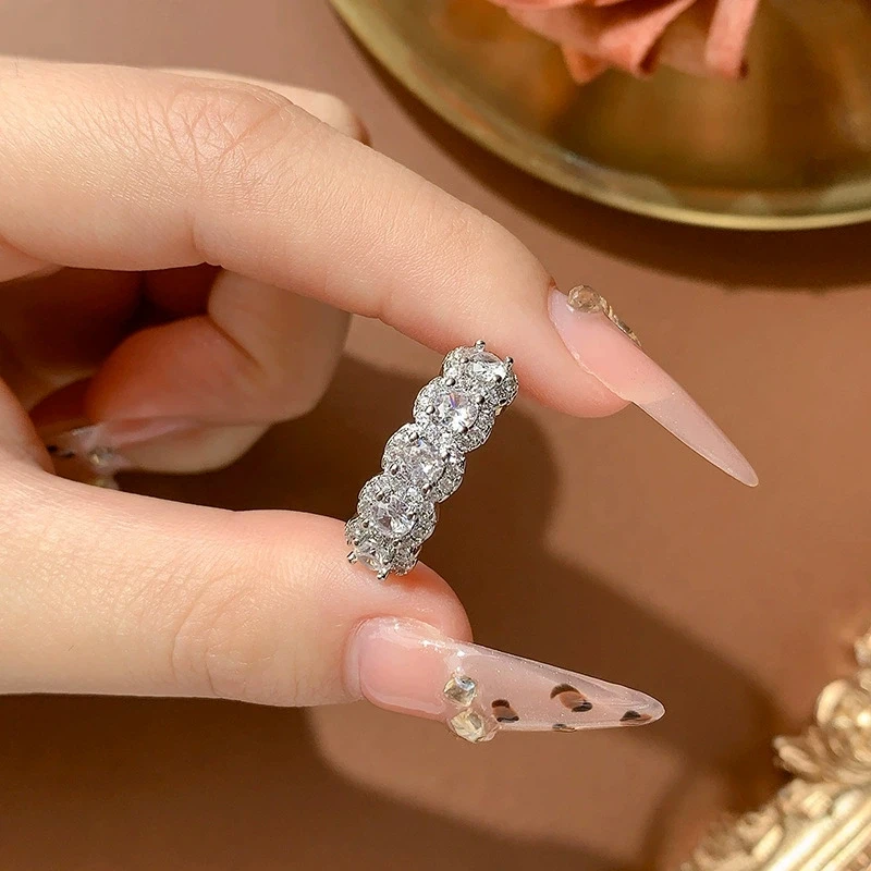 Elegant Silver Wedding Band with Zirconia 3 Elegant Silver Wedding Band with Zirconia - Image 3