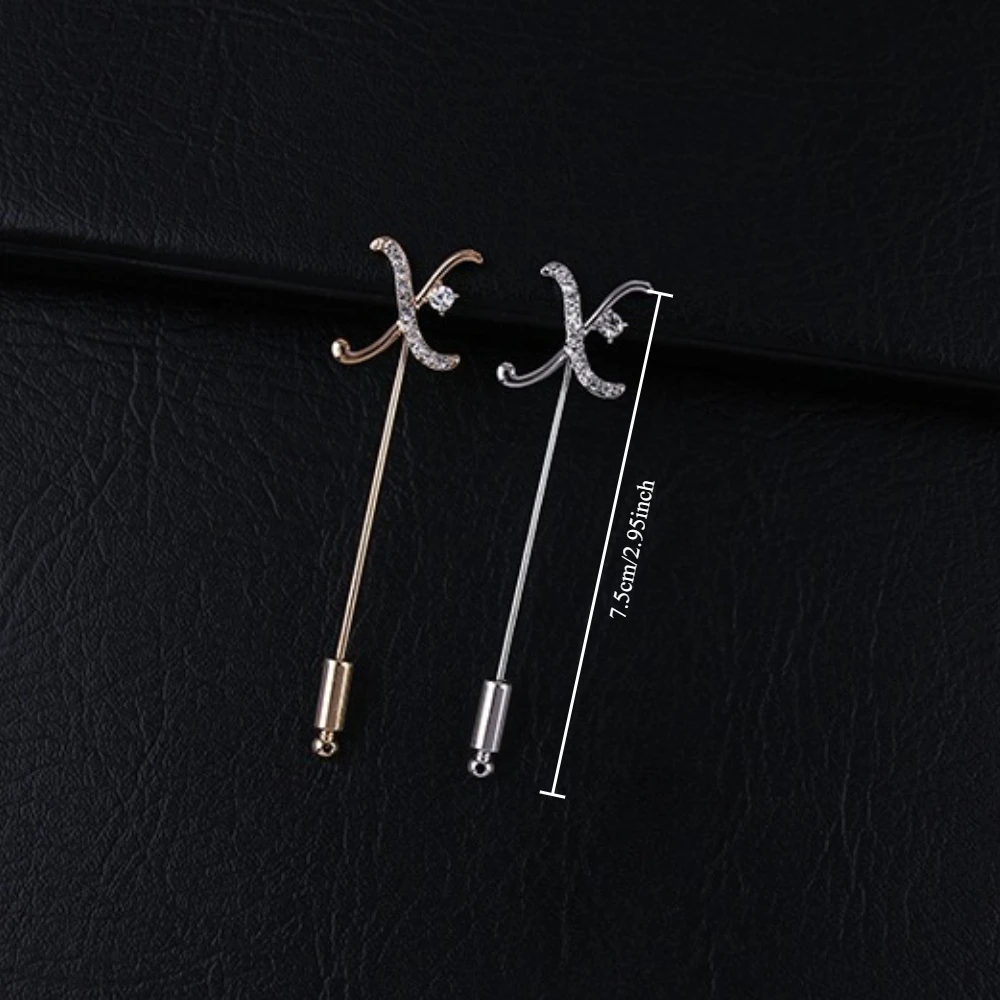 X-Shaped Sparkling Alloy Pin in Light Green and Grey 2 X-Shaped Sparkling Alloy Pin in Light Green and Grey - Image 2