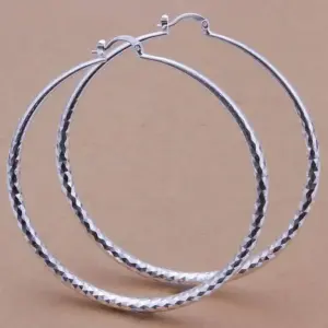 Elegant 925 Silver Hoop Earrings, 7cm Diameter 7 Sb1dda9b8b6a44cf2a5f0126417b937c4S