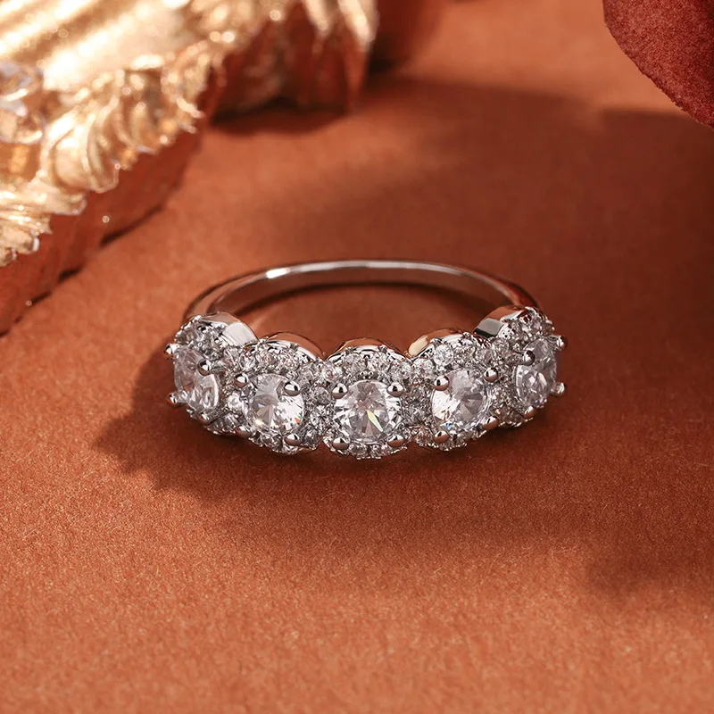 Elegant Silver Wedding Band with Zirconia 4 Elegant Silver Wedding Band with Zirconia - Image 4