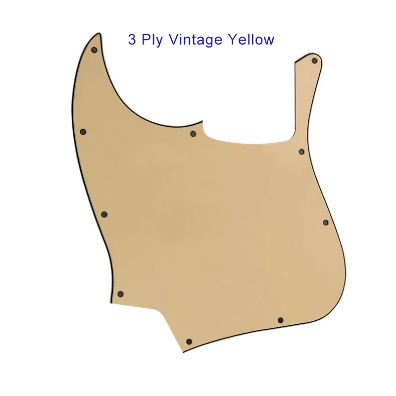 Left-Handed Jazz Bass Pickguard 10-Hole Yellow 3 Left-Handed Jazz Bass Pickguard 10-Hole Yellow - Image 3