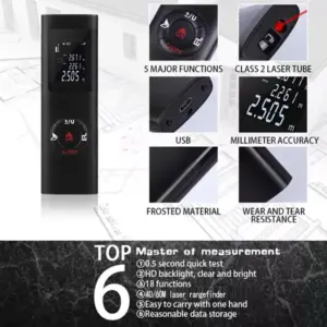 Portable Laser Rangefinder 40m/60m, ±2mm 15 Sb6c33ad741c5444cbbc449b1b512c2c9Y