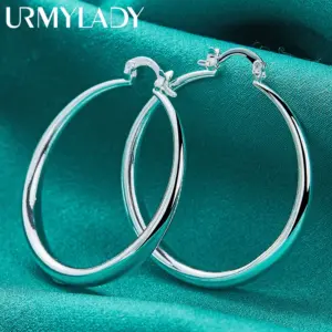 40mm Sterling Silver Hoop Earrings 8 Sb6d17ed4e7dd4d498d77f20f1f32ac91D