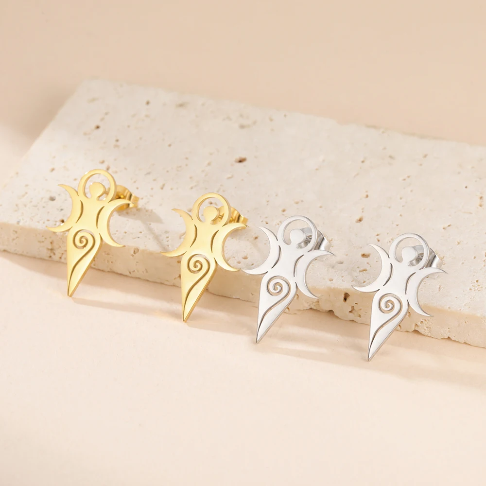 Stainless Steel Wiccan Spiral Goddess Earrings 5 Stainless Steel Wiccan Spiral Goddess Earrings - Image 5