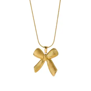 Gold Geometric Bow Necklace for Women 9 Sb8aaa537aedf494fbf08da04e34255d3o