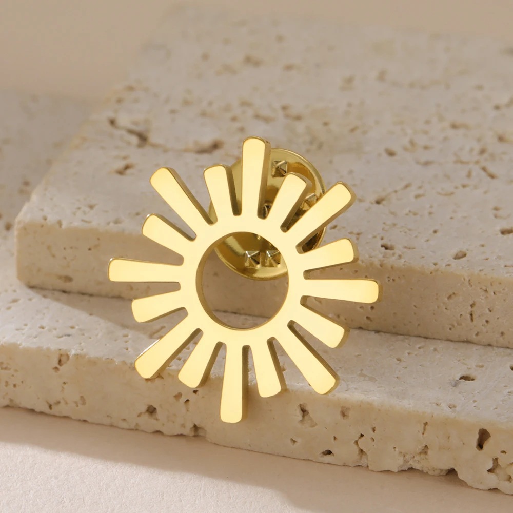 Stainless Steel Sun and Spiral Brooch 9 Stainless Steel Sun and Spiral Brooch - Image 9