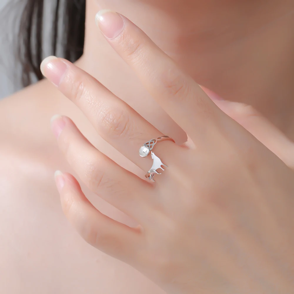 Stainless Steel Celtic Wolf Zircon Ring 3 Stainless Steel Celtic Wolf Zircon Ring - Image 3