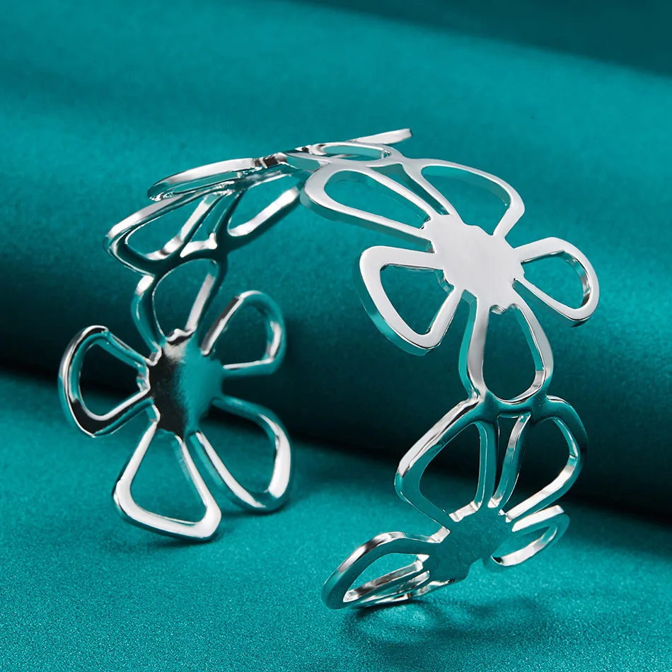 Elegant Sterling Silver Floral Jewelry Set 3 Elegant Sterling Silver Floral Jewelry Set - Image 3
