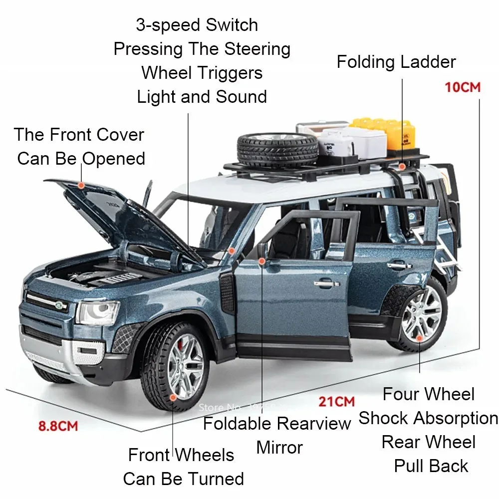 Land Rover Defender 1:24 Scale Diecast Model Blue 2 Land Rover Defender 1:24 Scale Diecast Model Blue - Image 2