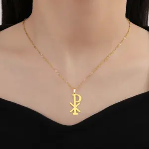 Stainless Steel Chi Rho Necklace for Men & Women 14 Sbdc1f5206d6641fda227b96fe808f66eJ