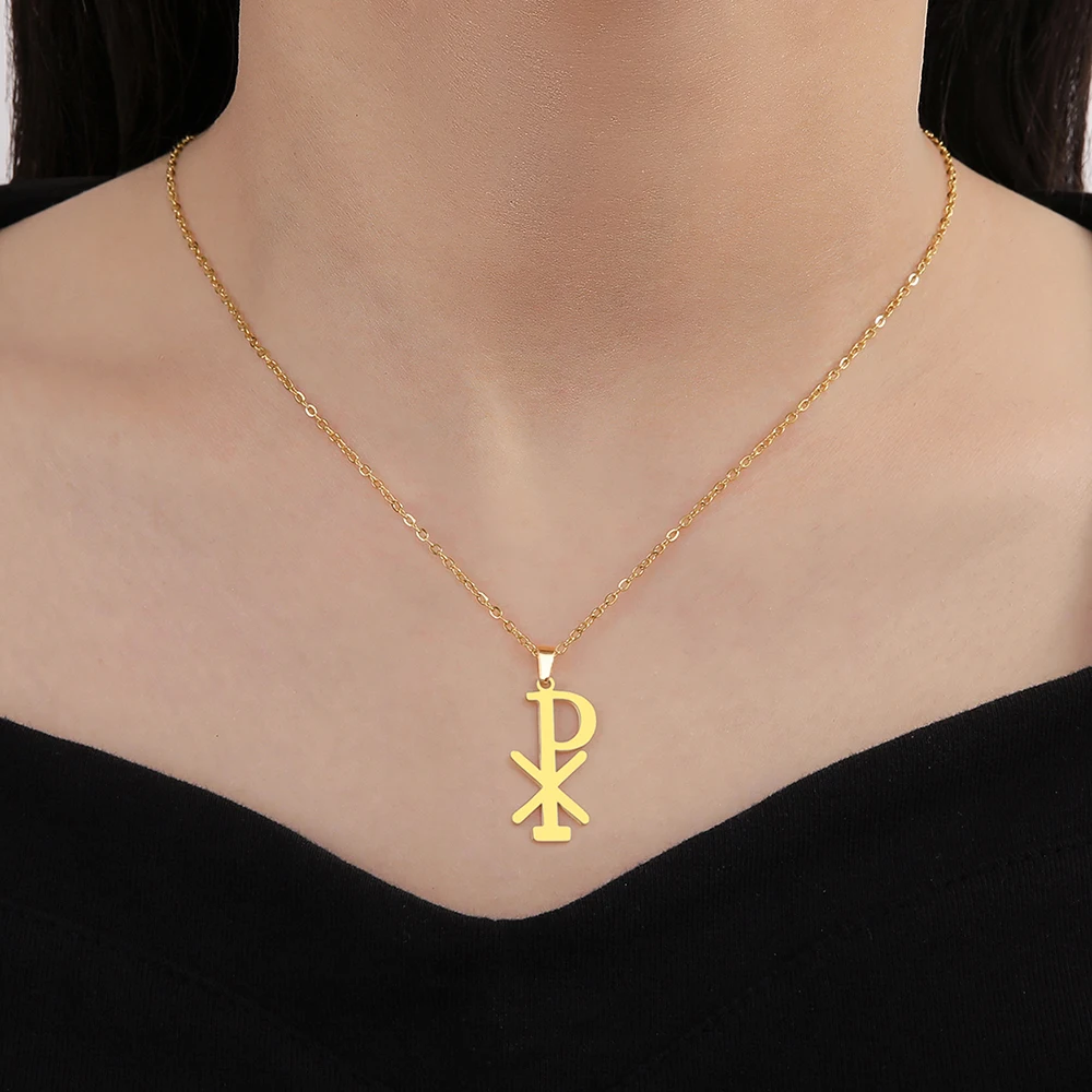 Stainless Steel Chi Rho Necklace for Men & Women 7 Stainless Steel Chi Rho Necklace for Men & Women - Image 7