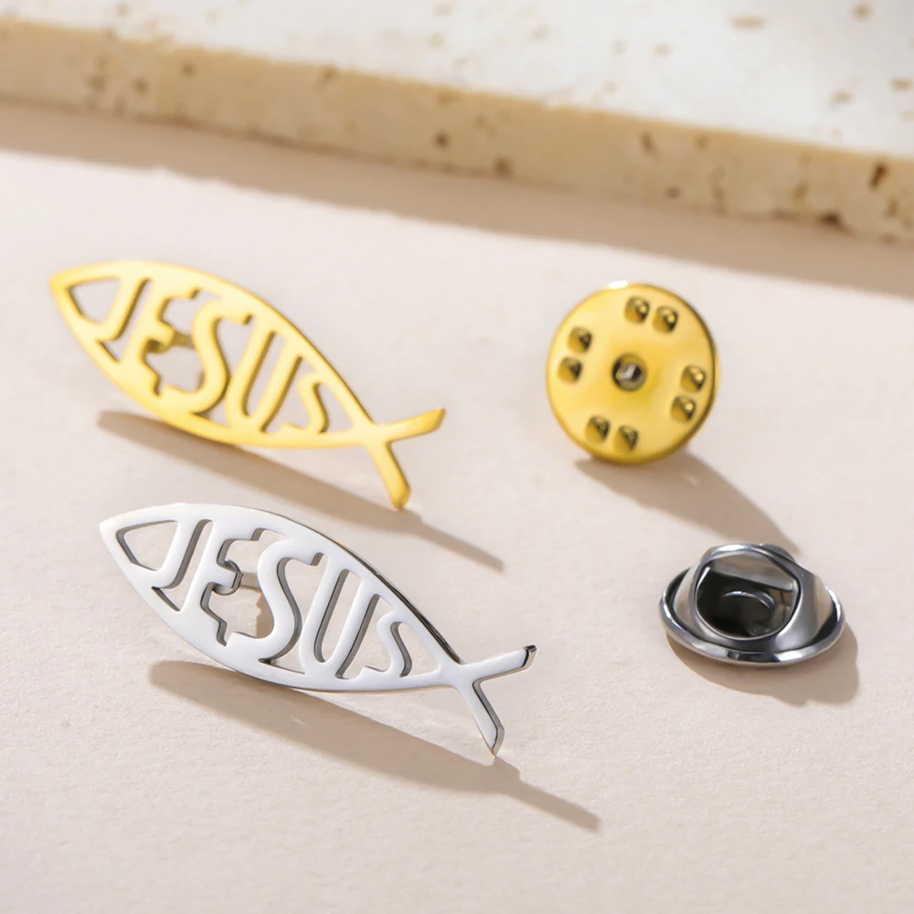 Stainless Steel Jesus Fish Brooch 29x10mm 5 Stainless Steel Jesus Fish Brooch 29x10mm - Image 5
