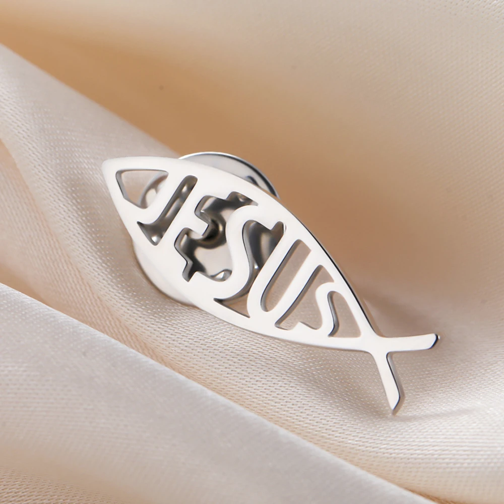 Stainless Steel Jesus Fish Brooch 29x10mm 7 Stainless Steel Jesus Fish Brooch 29x10mm - Image 7