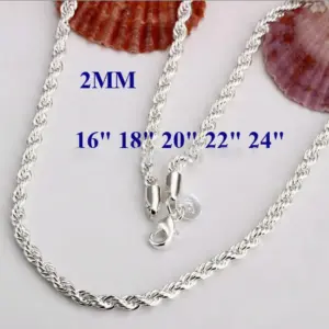 Sterling Silver Rope Necklace, 2mm Wide 4 Sc114b73bffaa427b8234b025a31ebd07C