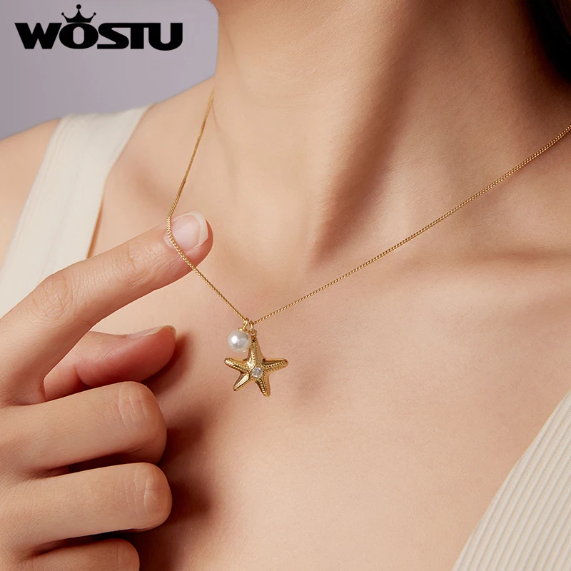 Sterling Silver Starfish Necklace with Pearls 2 Sterling Silver Starfish Necklace with Pearls - Image 2