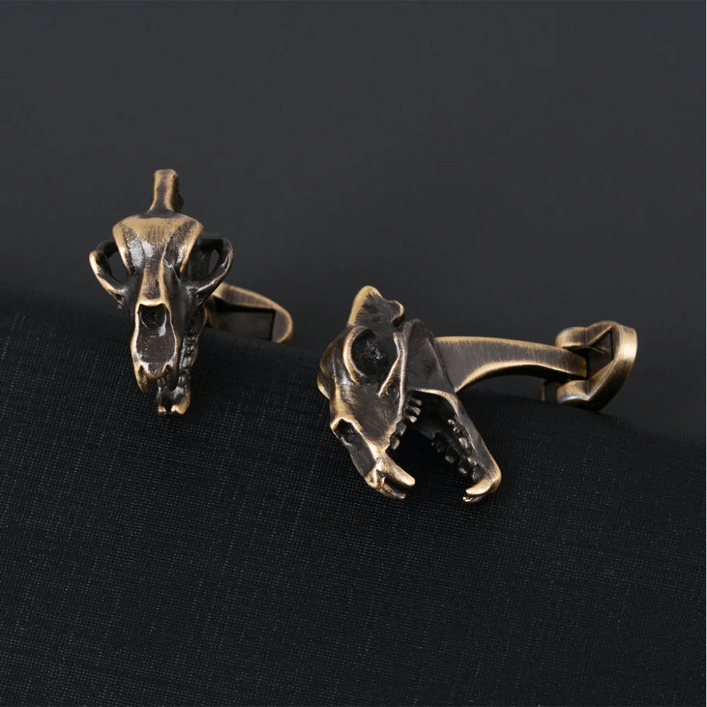 Vintage Dinosaur Skull Cufflinks in Light Grey 4 Vintage Dinosaur Skull Cufflinks in Light Grey - Image 4