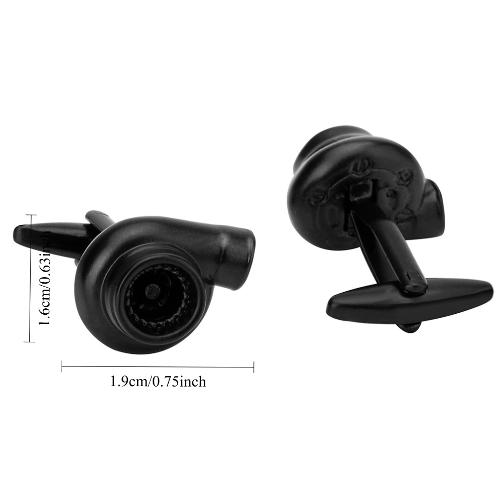 Black Blower-Shaped Cufflinks for Men 2 Black Blower-Shaped Cufflinks for Men - Image 2