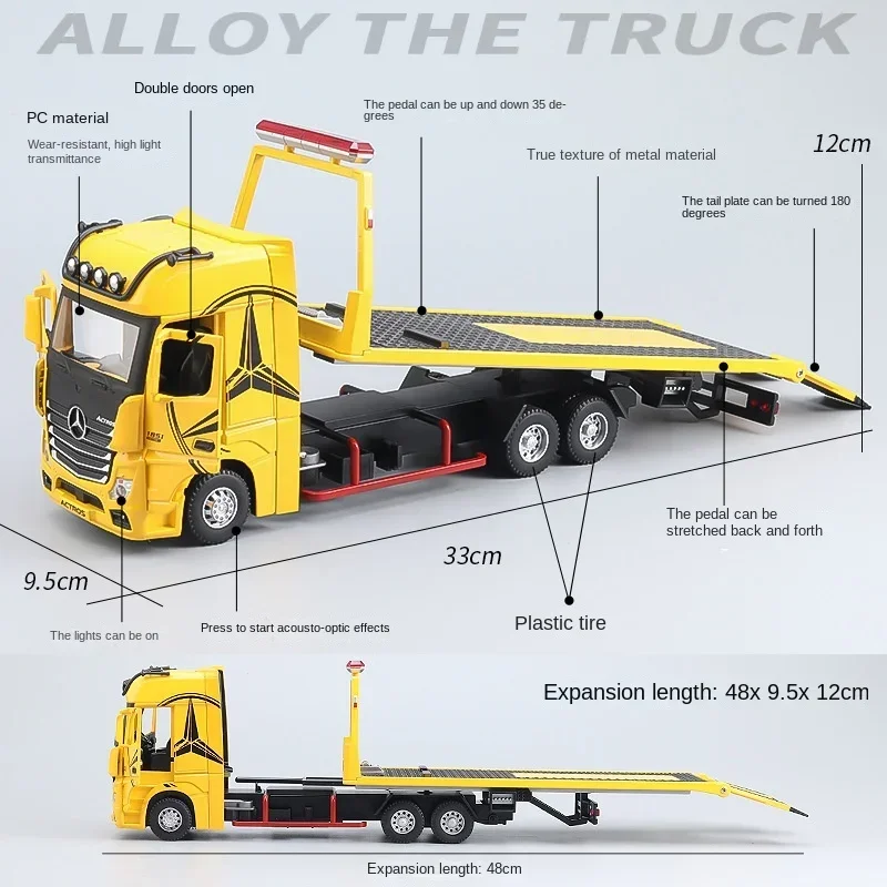 Yellow Mercedes-Benz Actros 1:24 Diecast Model 3 Yellow Mercedes-Benz Actros 1:24 Diecast Model - Image 3