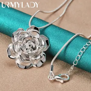 Silver Rose Pendant Necklace for Women 11 Sca4d3e54321a429290a7999779c2a07ce