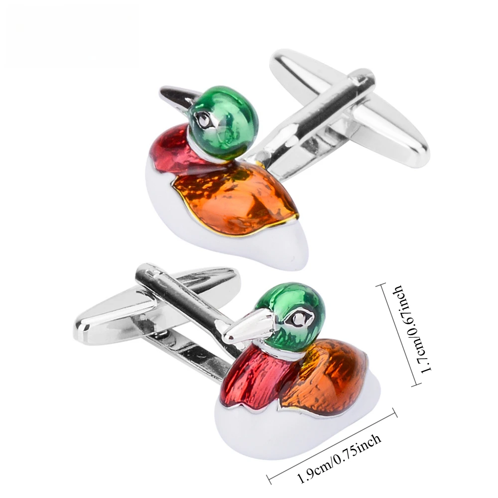 Mandarin Duck Enamel Cufflinks for Men and Women 2 Mandarin Duck Enamel Cufflinks for Men and Women - Image 2