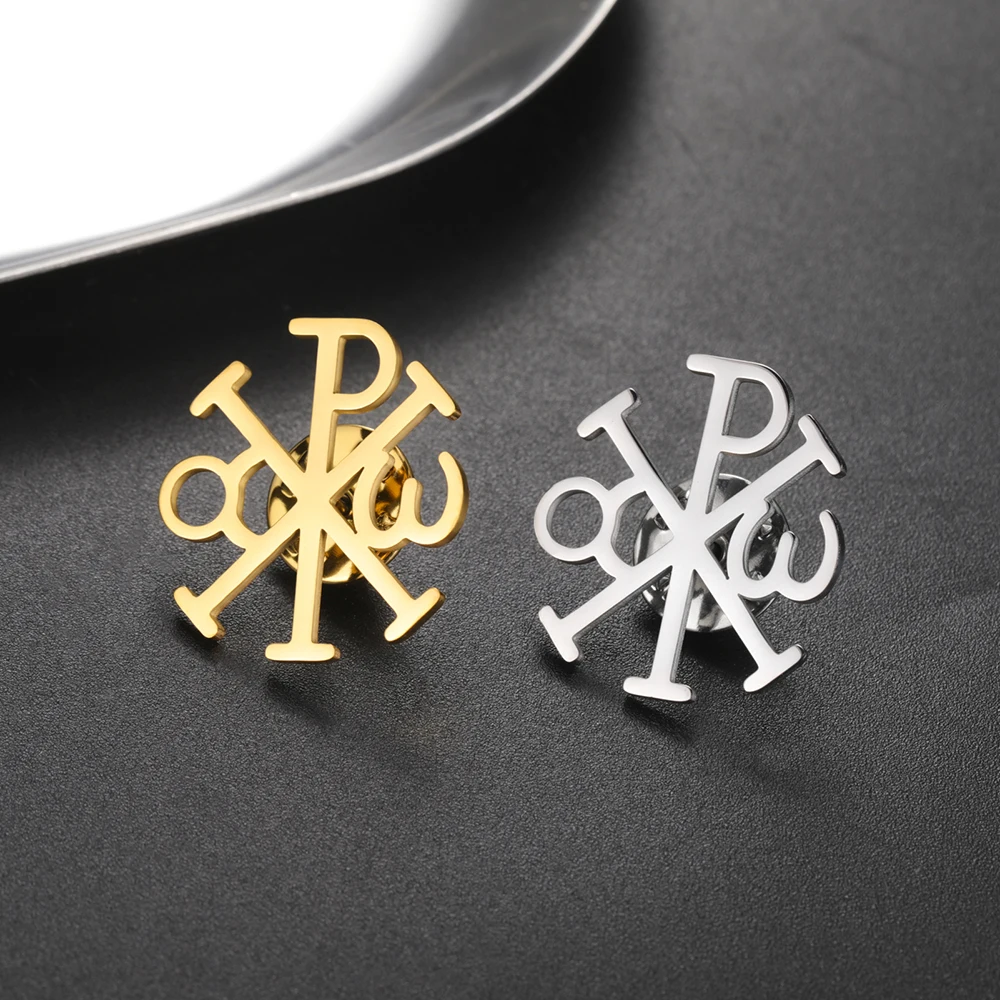 Stainless Steel Chi Rho Cross Brooch 2 Stainless Steel Chi Rho Cross Brooch - Image 2