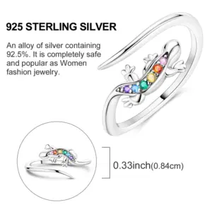 VAMO Sterling Silver Chameleon Ring with Rainbow Zircons 9 Scd66635cea604e328e8f3bcb7f456113a