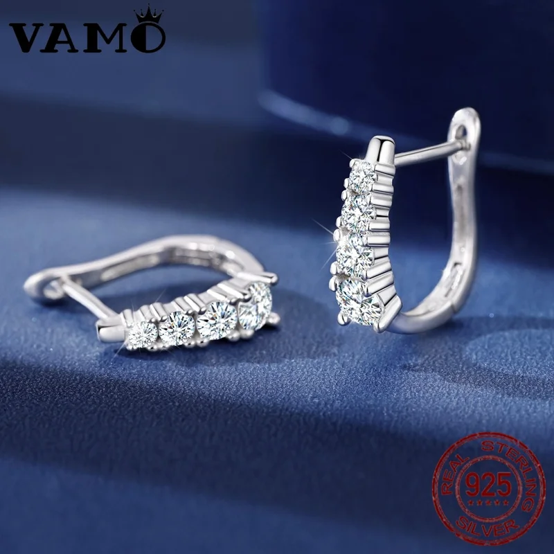 Elegant 925 Sterling Silver Moissanite Hoop Earrings 2 Elegant 925 Sterling Silver Moissanite Hoop Earrings - Image 2