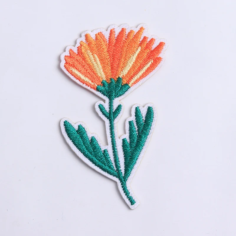 Vibrant Orange Flower Embroidered Patches Set 3 Vibrant Orange Flower Embroidered Patches Set - Image 3