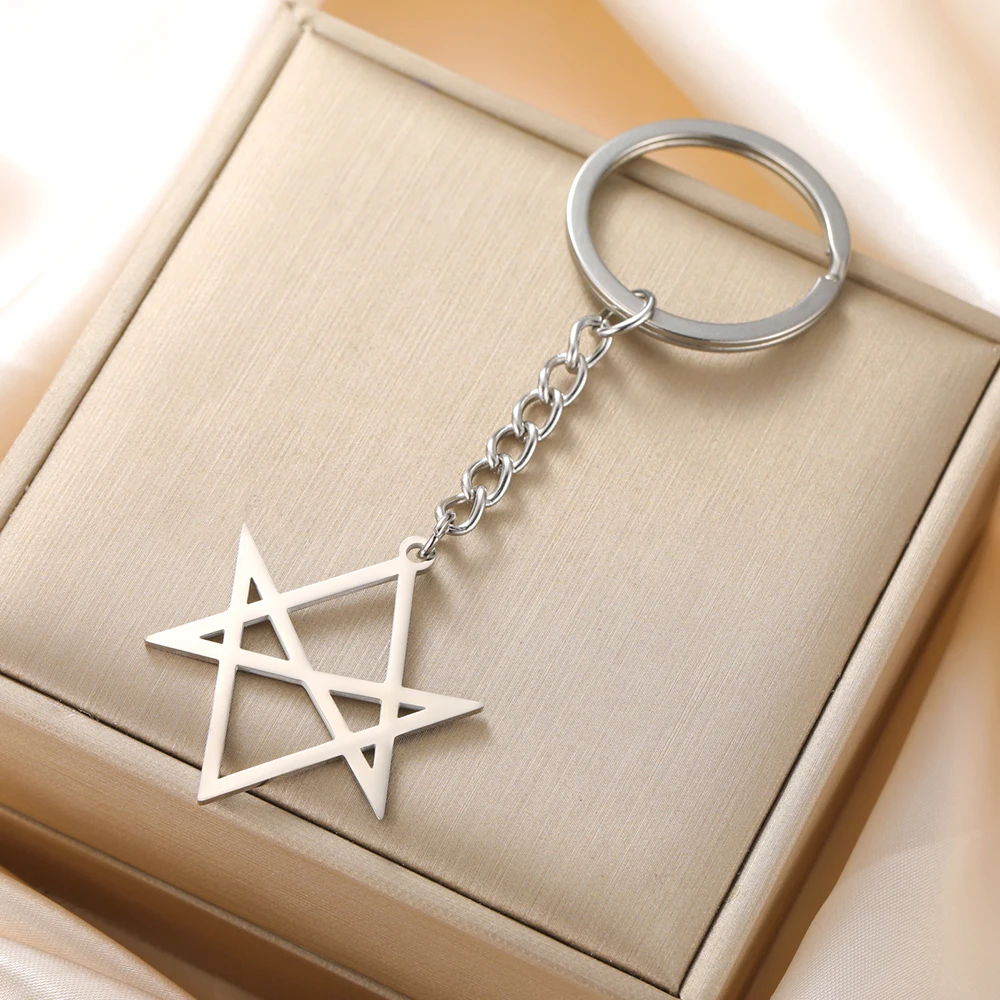 Stainless Steel Unicursal Hexagram Keychain 7 Stainless Steel Unicursal Hexagram Keychain - Image 7