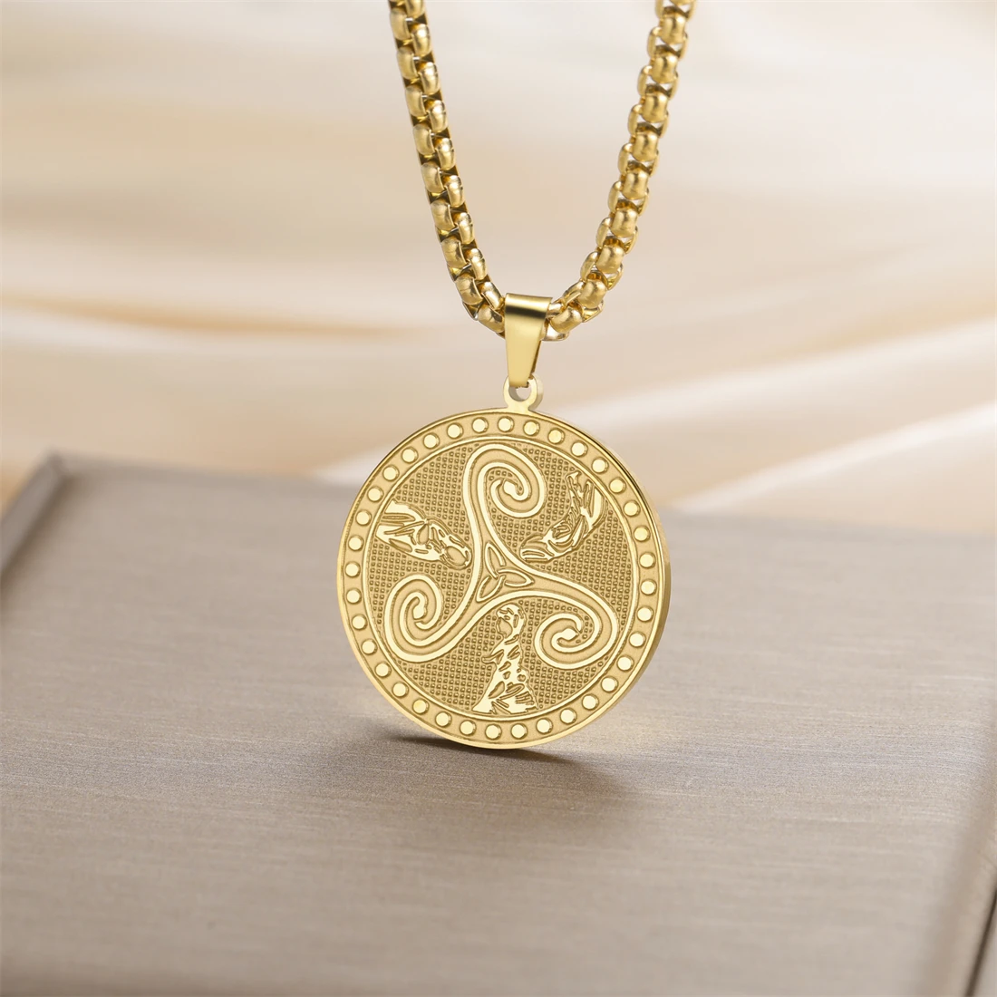 Stainless Steel Triple Moon Necklace 3 Stainless Steel Triple Moon Necklace - Image 3